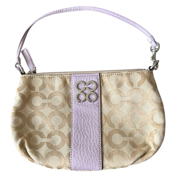 Coach Beige and Lavender Wristlet - Picture 1 of 3